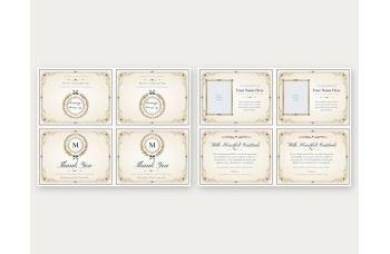 Minimal Monogram thank you card template blank printable sheet