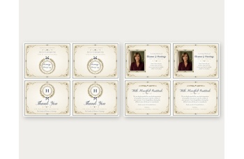 Minimal Monogram thank you card template printable sheet filled in, 2 cards per page