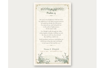 Modern botanical prayer card template back