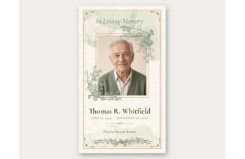 Modern botanical prayer card template front