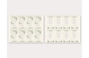Modern botanical prayer card template print sheet blank