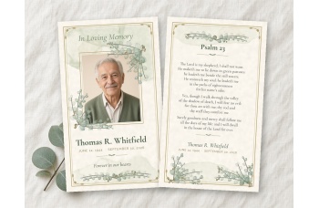 Modern botanical prayer card template sample