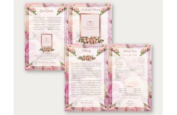 Blank Pastel Memories template, outside and inside spreads with placeholder text and photo placeholder frames.