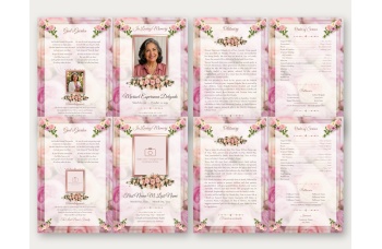 Four letter-landscape print sheets: the filled sample outside and inside on top, the blank template outside and inside below.