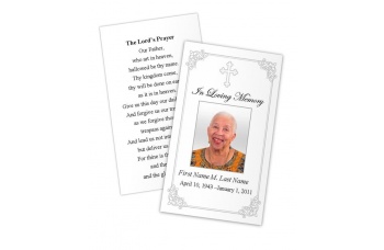 Grey Ornate Cross Memorial Prayer Card Template
