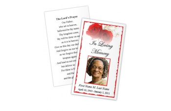 Red Rose Memorial Prayer Card Template
