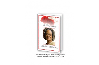 Red Rose Funeral Card Template
