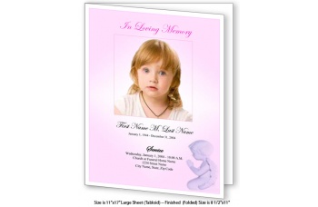 Precious Pink Angel Large Funeral Program Template
