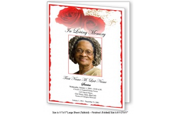 Red Rose Large Funeral Program Template