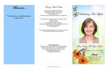 Beautiful Butterfly Trifold Funeral Program Template