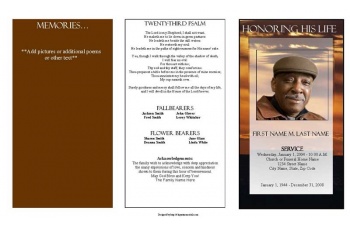Brown Sunset Trifold Funeral Program Template