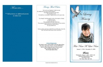 Celestial Dove Trifold Funeral Program Template