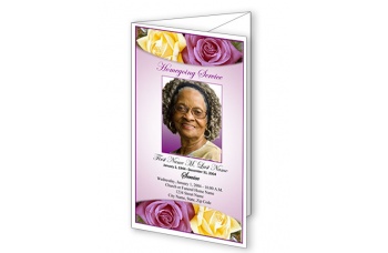 Lovely Purple Rose Trifold Funeral Program Template