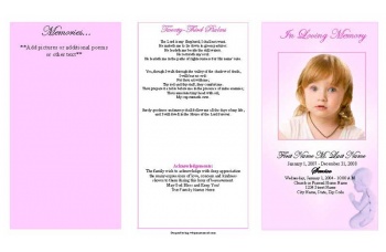 Precious Pink Angel Trifold Funeral Program Template