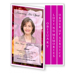Flowers of Devotion Funeral Program Template - 4 Page Graduated Fold
