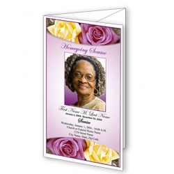 Lovely Purple Rose Trifold Funeral Program Template
