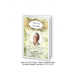 Cherished White Roses Funeral Card Template