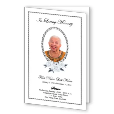 Classic Floral funeral program template, front cover