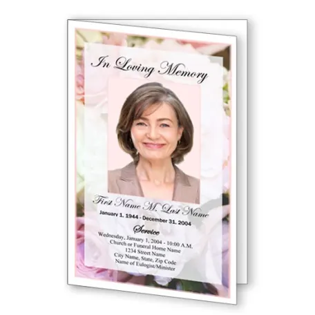 Pastel Memories funeral program template, front cover