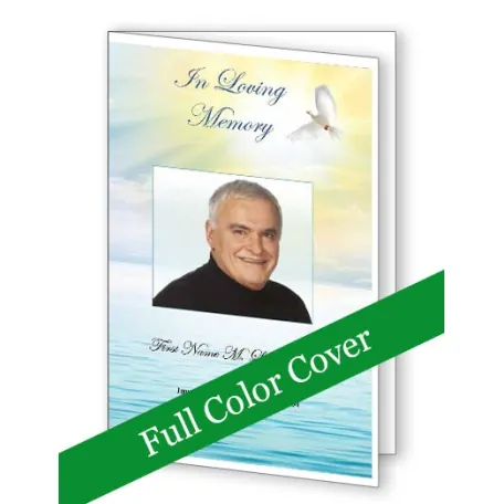 Peaceful Waters funeral program template, front cover