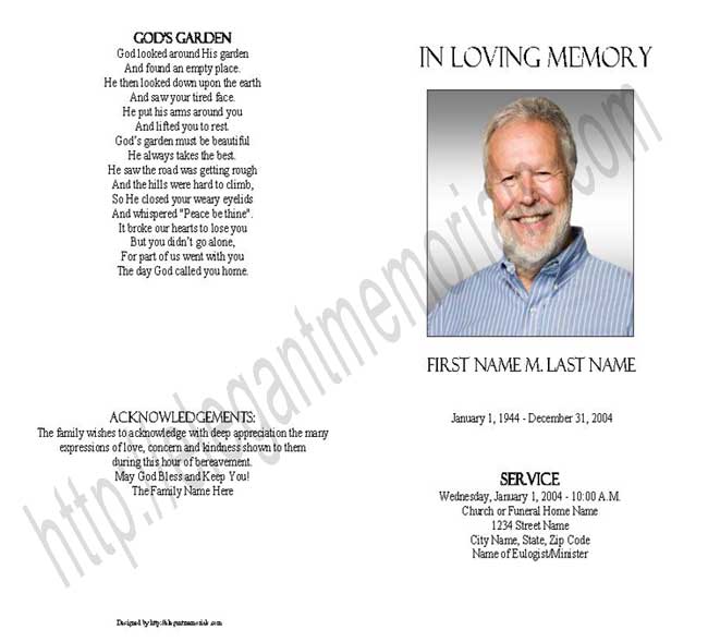 blank funeral program template