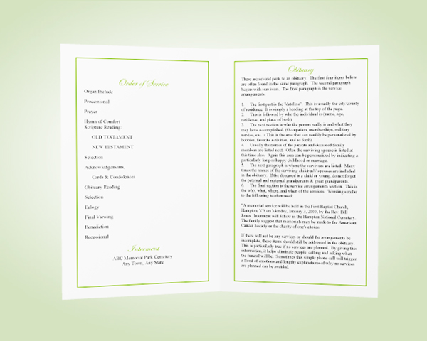 Funeral Program Template --Spring Garden