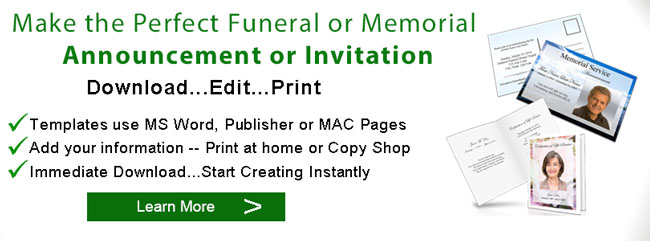 Funeral Invitations Templates Wording Elegant Memorials