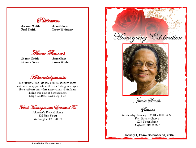 sample obituary funeral program