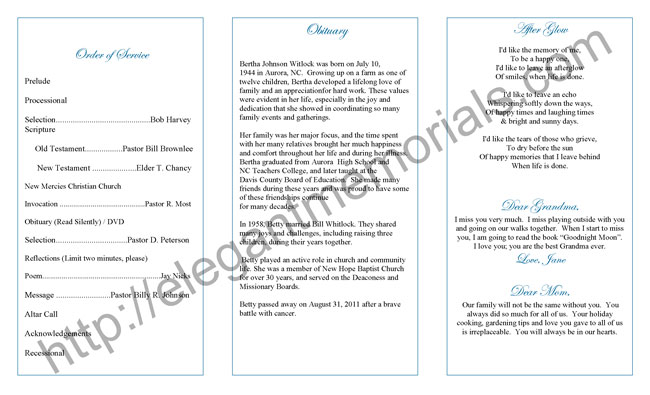 Sample Funeral Program Template from elegantmemorials.com