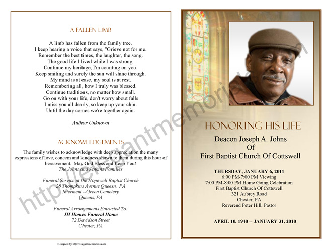 Obituary Program Sample Obituary Template Memorial Service