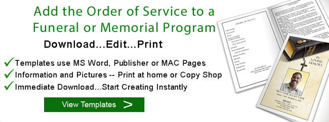 Funeral Order Of Service Program Funeral And Memorial Order Of